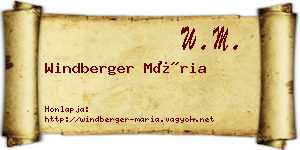 Windberger Mária névjegykártya